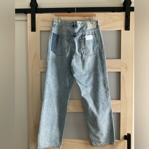 AG Jeans Button Fly Patchwork Two-Tone Straight Leg Denim – NWT – Size 30